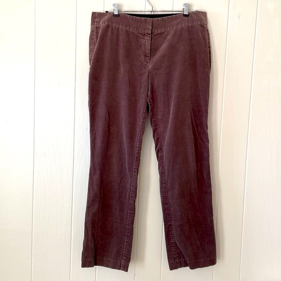 Ann Taylor loft petites 12P Marissa Skinny chocolate brown velvet dress pants - Picture 1 of 10